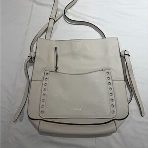 Perlina Pebble Leather Crossbody Bag - White & Black